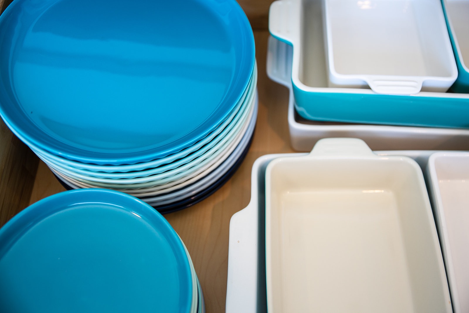 Plates in kitchen Bahari house Great Exuma Bahamas